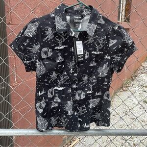 NWT ModCloth X Collectif Mary Grace Spooky Toile Blouse Size Large